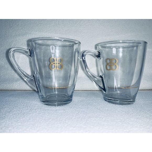 2 Baileys Irish Cream Whiskey Clear Glass Coffee Mugs Gold Accent Logo - Picture 4 of 11